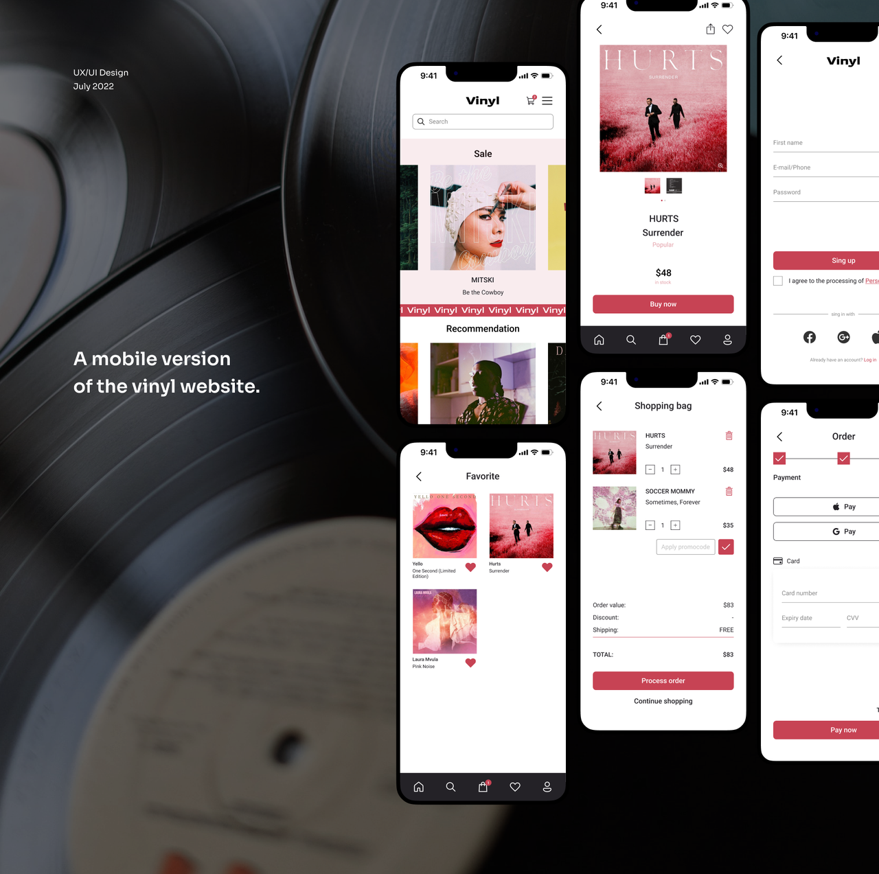 A mobile version of the vinyl website.